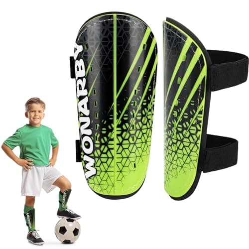 Shin Guards Soccer Youth Kids - Shin Guard for Boys Girls Teenagers 2-18 Years Old - Football Shin Pads Protection Equipment with Adjustable Straps - Green, S