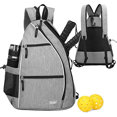 Sucipi Pickleball Bag - Men's -Women's Pickleball Backpack, Adjustable Sling Bag w/Fence Hook/Large Capacity/Safety Pocket-Gray