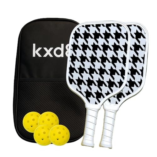Pickleball Paddles Set of 2/4- USAPA Approved Fiberglass Surface Pickleball Set Includes 4 Balls with Pickleball Racket, 1 Carry Bag, Pickleball Paddles Set for Men Women (Black & White)