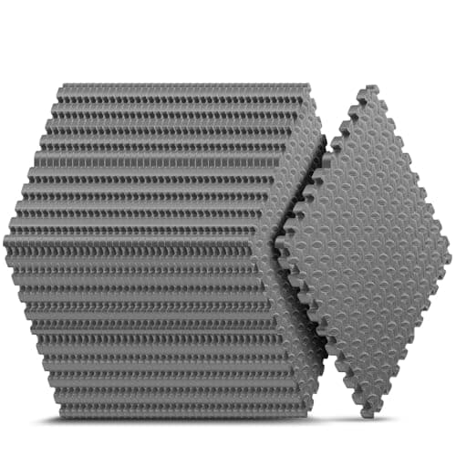 24 Pack 96 sqft Home Gym Mat, Puzzle Exercise Mat, EVA Interlocking Foam Floor Tiles for Home Workout Equipment and Kids' Play Areas - 24 in x 24 in x ½ in - (Grey, 24 Pack, 96 SQ FT)