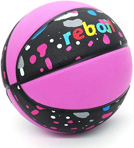 REBOILPHASE Go! Girls Basketball - Size 37, Youth Basketball, Pink/Multi-Splatter