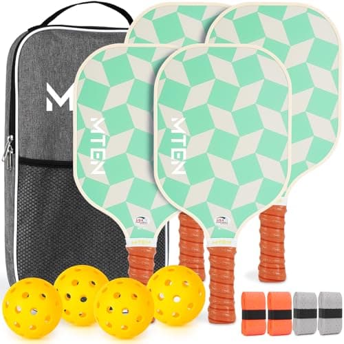 MTEN Pickleball Paddles Set of 4, Aesthetic Pickleball Set for Men & Women
