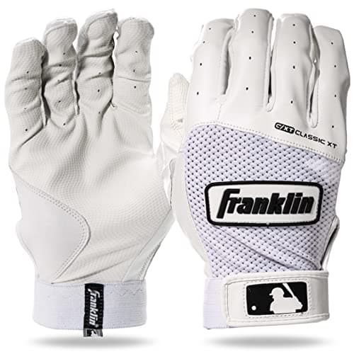 Franklin Sports Digitek Baseball Batting Gloves Pair - White/White - Youth Large