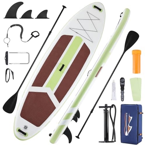 DUMOS Inflatable Stand Up Paddle Board, 10.5'×33'' Paddle Boards with Non-Slip Deck, Durable Advanced Material and Complete SUP Accessories for All Skill Levels, Green
