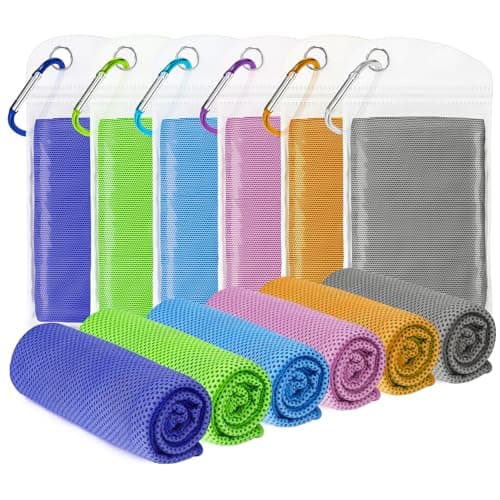 ExTowel Excellent 6 Pack Cooling Towels (40"x12") for Neck and Face, Cooling Neck Wraps, Cool Towel for Hot Weather, Ice Towel, Soft Breathable Chilly Towel for Workout, Camping, Yoga, Running