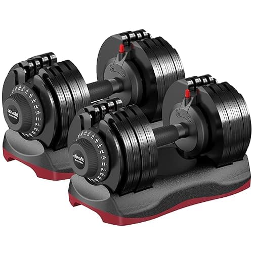 ATIVAFIT Adjustable Dumbbell Set 66 LB Pair with Storage Box, 12-in-1 Quick Dial Free Weights with Safety Lock & Anti-Slip Steel Handle, Space-Saving Home Gym Equipment for Strength Training