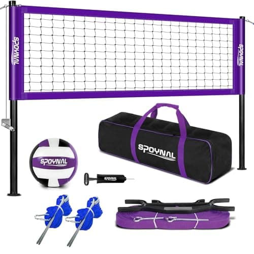SPOYNAL 32FT Outdoor Portable Volleyball Net Set, Adjustable Height & Winch