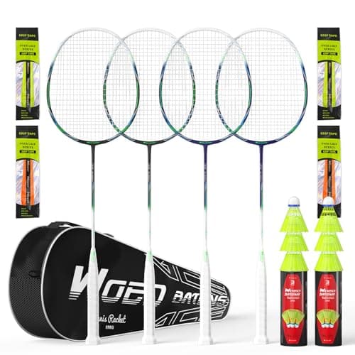 Professional Carbon Fiber Badminton Rackets Badminton Racquet for Backyards Gym(2/4 Packs)