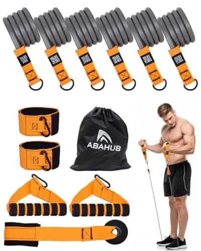 Abahub Heavy Duty Arm Training Bands Set of 25-300lbs, Resistance Bands with Handles and Ankle Straps, Set for Strength Training, Workout Bands for Arms, Exercise Bands for Home Gym Gray
