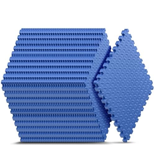 32 Pack 128 sqft Home Gym Mat, Puzzle Exercise Mat,EVA Interlocking Foam Floor Tiles for Home Workout Equipment and Kids' Play Areas - Blue, 24 in x 24 in x ½ in - 32 Tiles (Blue, 32 Pack 128 sq ft)