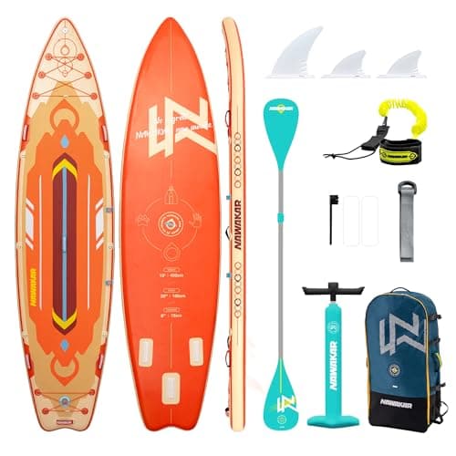 FunWater Nawakar All-Round Inflatable SUP 13'×39"×6" – Oversized Stand Up Paddle Board with 4-Piece Carbon Paddle, Upgraded Backpack, ISUP for Fishing, Touring, Yoga