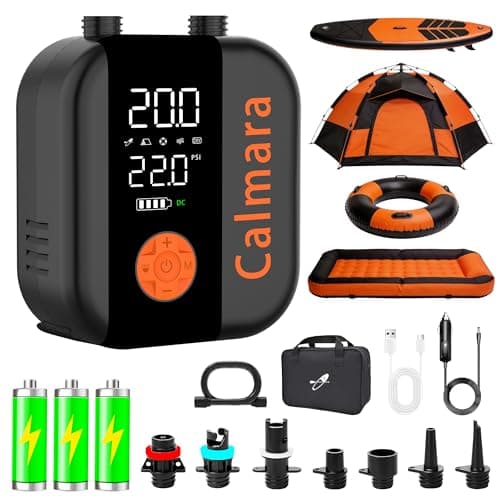 Calmara B1 Electric Paddle Board Pump,Rechargeable 10000mAh Cordless/12V DC 22 PSI High Pressure SUP Pump,Inflation & Deflation,Auto-Off for Stand Up Surfing Kite,Tent,Boat Gift for Men