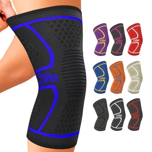 UFlex Athletics Knee Brace for Men and Women Knee Compression Sleeve Support Wraps for Arthritis Joint Pain Relief, Workout, Swelling, Sports, Circulation, Running, Recovery for ACL & Meniscus Tear Small Blue