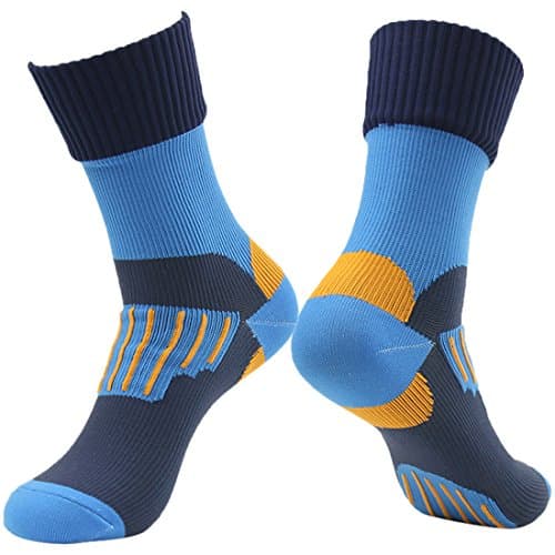 RANDY SUN Effective Waterproof Socks, Women's Cushioned Soft Comfortable Warm Winter Crew Sock Elastic Cuff Sports Athletic Socks Help Sweat Spreading,Keep Your Feet Dry and Fresh,Blue Black S
