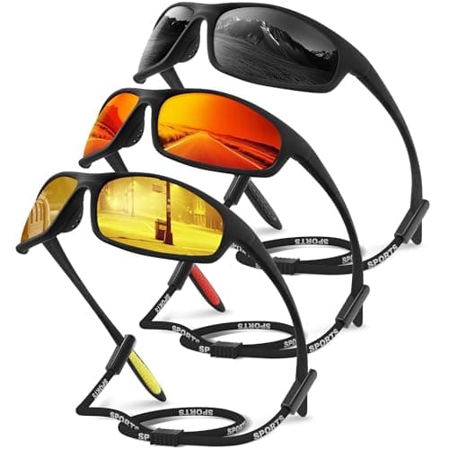 VMAEB 3 Pack Sports Polarized Sunglasses Men Women, UV Protection Wrap Around Sun Glasses for Running Cycling Fishing