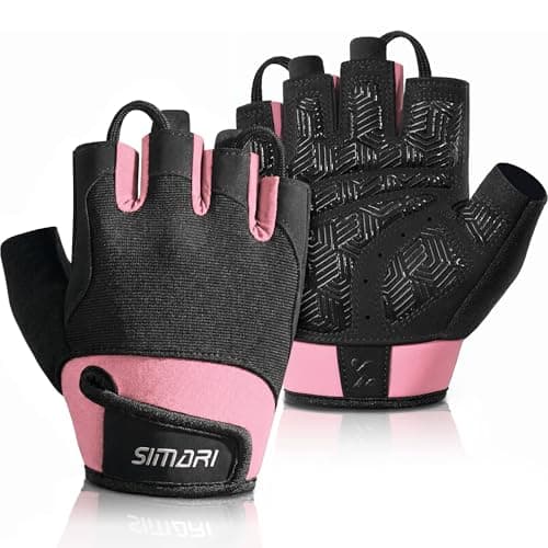 SIMARI Breathable Workout Gloves for Men & Women, Weight Lifting Gloves with Padded, Grip, Full Palm Protection, Gift for Gym Exercise, Cycling, Weightlifting Training, Kayaking, Fitness (Pink-M)