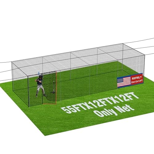 RIIFRILY Baseball Batting Cage Nets, #30/#45 NET ONLY, 20'L/ 35'L/55'L/70'L