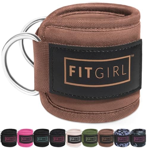 FITGIRL - Ankle Strap (Pair) for Cable Machines and Resistance Bands, Work Out Cuff Attachment for Home & Gym, Glute Workouts - Kickbacks, Leg Extensions, Hip Abductors, Women Only (Cocoa Brown, Pair)