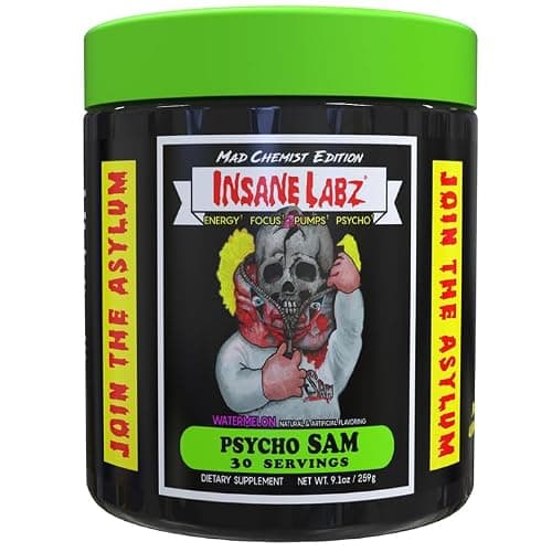 Insane Labz Psycho Sam, High Stimulant Pre Workout Powder, 30 Srvgs (30 Servings (Pack of 1), Watermelon