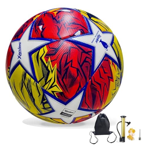 XAVOLENT Professional Soccer Ball Size 5,4 -Thermal Bonded Waterproof PU Match-Quality Training Ball with Pump