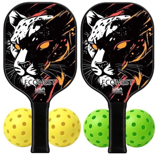 Pickleball Paddles Set of 2 with 4 Balls – High-Performance Fiberglass Face for Precision, Comfortable Grip & Easy Control – Ideal for Beginners & Intermediates – USAPA Approved