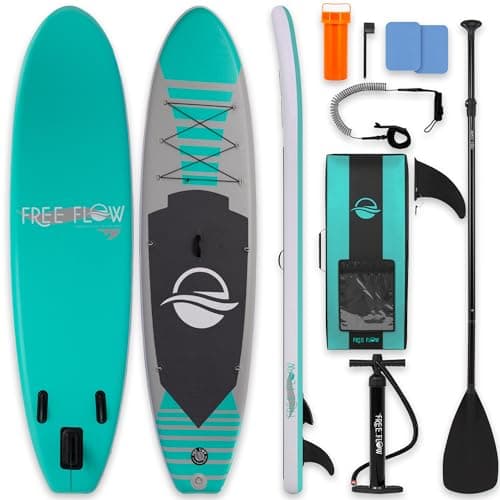 SereneLife 10’6” Inflatable Stand Up Paddle Board with Premium SUP Accessories - 32” Wide Stable Design with Non-Slip EVA Deck Pad, for Youth and Adults, 350 lbs. Capacity