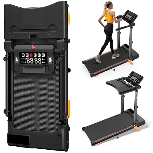 12% Incline Multifunctional Walking Pad with Height-Adjustable Handle Bar and Built-in Removable Desk, 8.0MPH/3.5HP Small Treadmill, 350LBS Weight Capacity Compact Treadmills