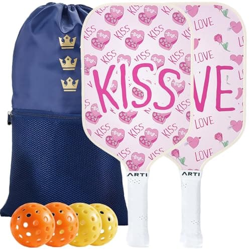 ARTI Pickleball Paddles Set of 2-USAPA Approved Fiberglass Surface Pickleball Set,2 Pickleball Rackets, 4 Balls and 1 Portable Carry Bag, Valentine Pickle Ball Set for Men Women Beginners
