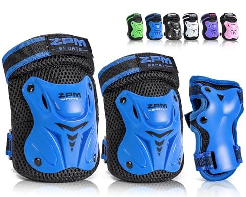 Knee Pads for Kids, Wrist Guards Knee and Elbow Pads Set with Drawstring Bag, Protective Gear Set for Girls Boys Roller Skating Cycling Skateboard - Blue Medium