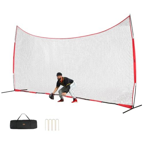 VEVOR Barrier Net, 20x10 ft for Ball Sports, Includes Carry Bag, Durable Netting for Baseball, Softball, Lacrosse, Soccer, Hockey Drills, Ideal for Backyard Use