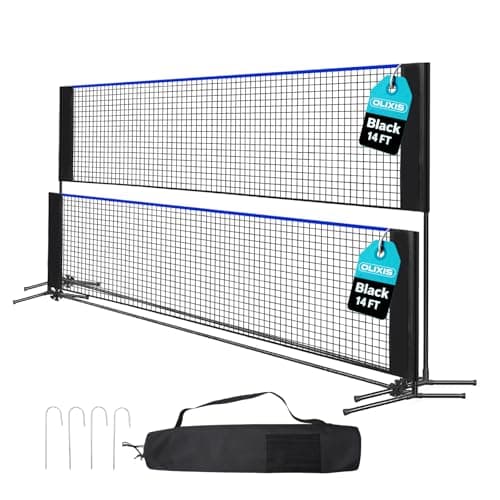 OLIXIS Badminton Net Set, 10FT/14FT/17FT Wide, 3-5FT Adjustable Height Multi Sport Net for Pickleball, Tennis, Volleyball, Soccer Tennis, Indoor Outdoor with Carry Bag, Easy Setup for Backyard