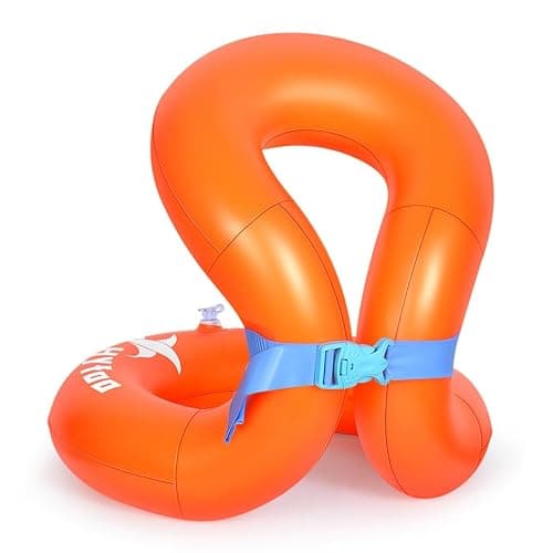 Upgraded Swim Vest Floaties for Kids,Inflatable Pool Floats Swimming Ring for Children 30-50Lbs with Adjustable Safety Buckle,Double Air Bag,Learn to Swim Trainer,Orange