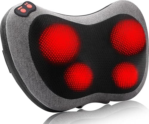 Papillon Back Massager with Heat, Shiatsu Deep Tissue Massage for Neck, Shoulder, Upper & Lower Back Pain Relief, Electric Kneading 3D Massager Pillow,Gifts for Women,Men,Mother,Her (Gray)