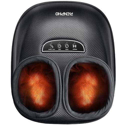 RENPHO Foot Massager with Heat, Deep Kneading Shiatsu Massage for Plantar Fasciitis, 3 Compression Levels, FSA Eligible HSA, Fits US Size Up to 13, Gifts for Women & Men, Black