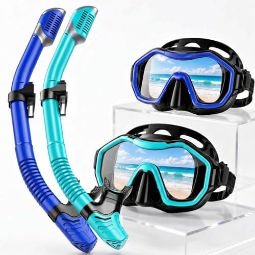 Kwambiri Snorkeling Gear for Adults Kids, Dry-Top Snorkel Set, 180°Panoramic Wide View Diving Mask Breathing Freely Snorkel Mask for Snorkeling Scuba Diving Swimming Travel