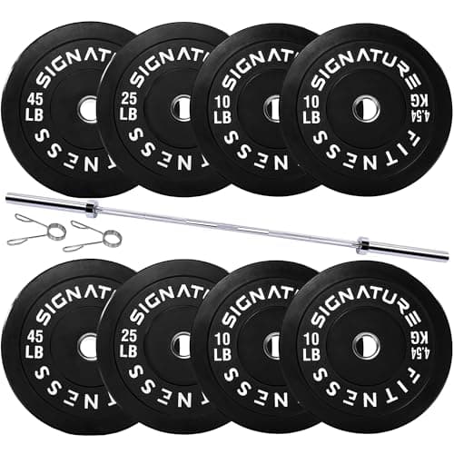 Fitvids 2-Inch Olympic Bumper Weight Plates Set Including 180 LB Weight Plates & 7FT Olympic Barbell Bar, Black