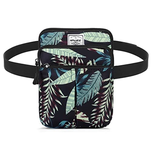 HAWEE Waist Bag for Women Cross Body Cell Phone Purse Adjustable Shoulder Strap Travel Hip Pouch Multifunctional Fashion Fanny Packs Water Repellent, Green Leaf
