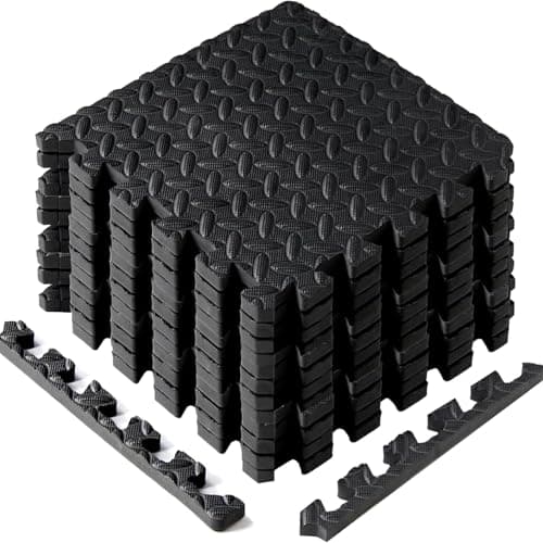 Yes4All EVA Interlocking Mats, Puzzle Floor Tiles, Foam Floor Padding with Border for Furniture, Home Space, Living Room, Garage 11 SQFT