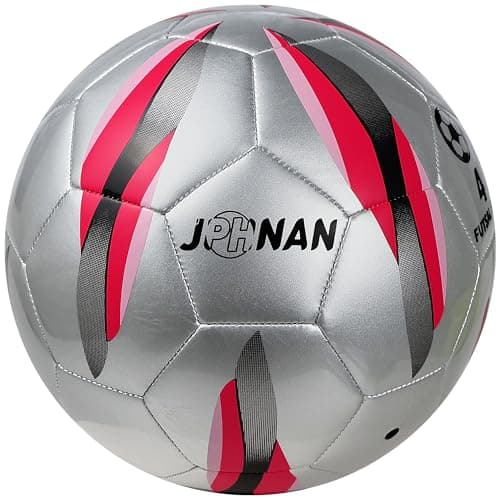JPHNAN TPU Futsal Ball Size 4 – Low Bounce Indoor Soccer Ball, Silver/Pink