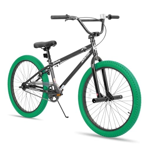 JOYSTAR 24 Inch Kids Bike Freestyle BMX Bikes for 8-12 Years Old Boys Girls and Beginner Riders, 24 Inch Bikes with Green Tires, Green