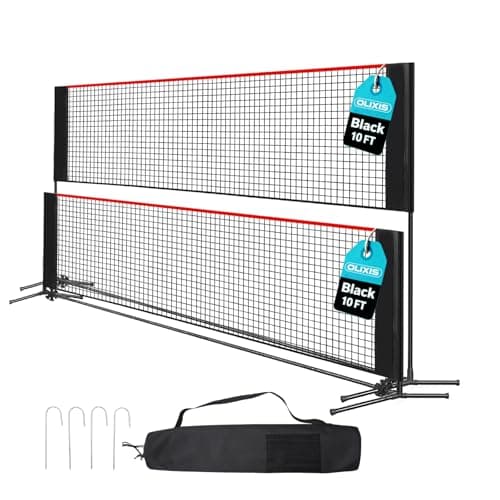 OLIXIS Badminton Net Set, 10FT/14FT/17FT Wide, 3-5FT Adjustable Height Multi Sport Net for Pickleball, Tennis, Volleyball, Soccer Tennis, Indoor Outdoor with Carry Bag, Easy Setup for Backyard