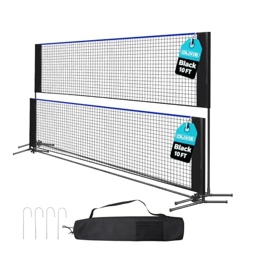OLIXIS Badminton Net Set, 10FT/14FT/17FT Wide, 3-5FT Adjustable Height Multi Sport Net for Pickleball, Tennis, Volleyball, Soccer Tennis, Indoor Outdoor with Carry Bag, Easy Setup for Backyard