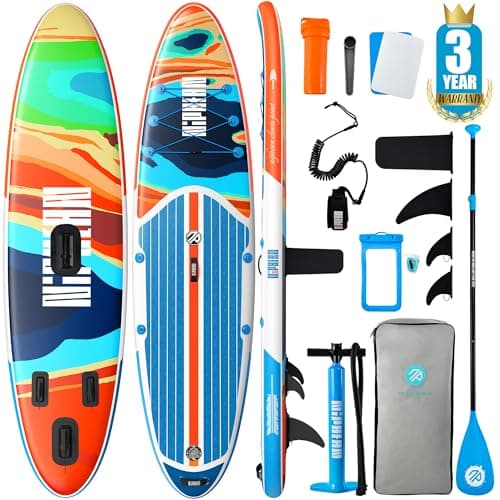 Niphean Inflatable Stand Up Paddle Board with Stabiltrac Fin Design and SUP Accessories, Anti-Slip EVA Deck, 10’6’’ Inflatable Paddle Boards for Adults & Youth of All Skill Levels