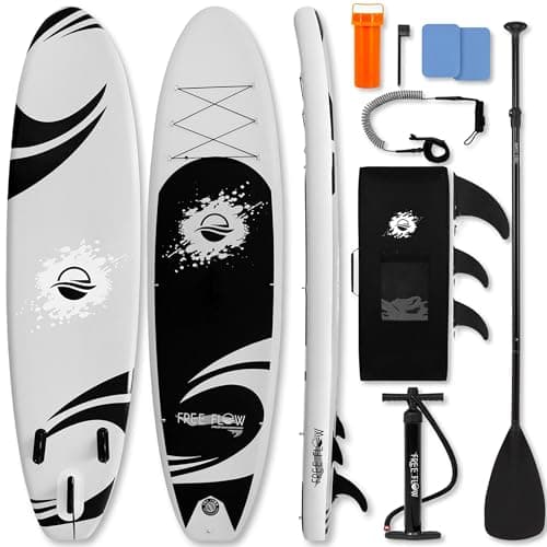 SereneLife 10’6” Inflatable Stand Up Paddle Board with Premium SUP Accessories - 32” Wide Stable Design with Non-Slip EVA Deck Pad, for Youth and Adults, 350 lbs. Capacity