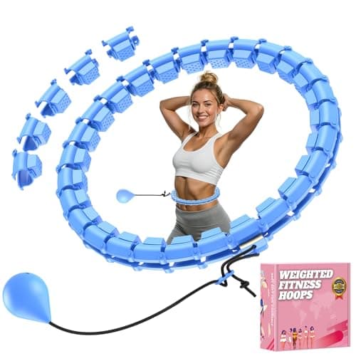 GKYET Quiet Hula Circle Hoops,65 inch 32 Knots Plus Size Hula Infinity Fitness Detachable Hoops. Exercise Hoop Suitable for Beginners - Blue