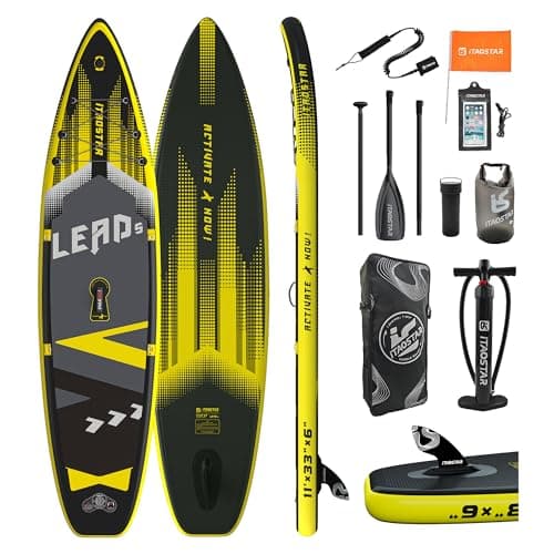 iTAOSTAR Lead 11' × 33" Inflatable Stand Up Paddle Board with Seat, Extra Wide SUP Board with 1 Fin Stable Design for Familly, Youth, All Skill Levels, Lakes, Oceans & Fishing