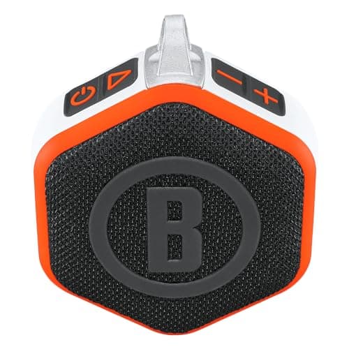 Bushnell Golf Wingman Mini GPS Speaker – Ultra Portable Bluetooth Golf Speaker with Audible Distances, Magnetic Cart Mount, Waterproof, 10Hr Battery & Carabiner, Orange