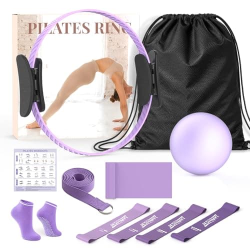Pilates Ring Kit for Women, Pilates Equipment – 14.5" Home Magic Circle Workout with Pilates Ball, Resistance Bands, Better me Pilates Essentials Starter Set for Beginners Toning Shape Full Body