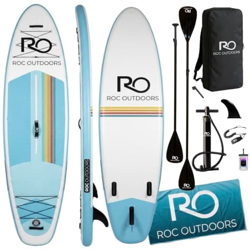 Roc Inflatable Stand Up Paddle Board 10' 6" with Premium SUP Paddle Board Accessories, Wide Stable Design, Non-Slip Comfort Deck for Youth & Adults (Cloudline)