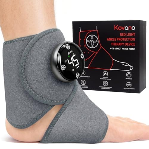 Large Fit Wearable Foot Massager Wrap, Cordless Heated Ankle Massager with Red Light, Portable for Foot Comfort & Circulation Support, 6 Modes 3 Intensities, Multi-Area Use for Foot, Knee & Back